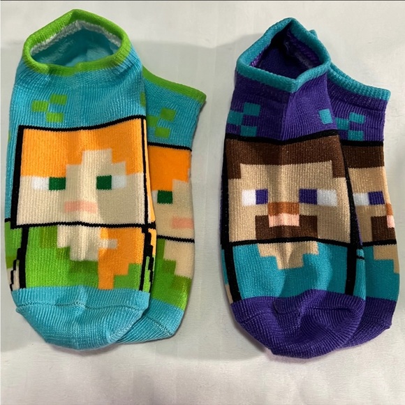 Minecraft 6 Pack Kids Socks Size S/M - Picture 4 of 5